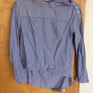 Pinstriped cotton J.Crew top with shoulder buttons